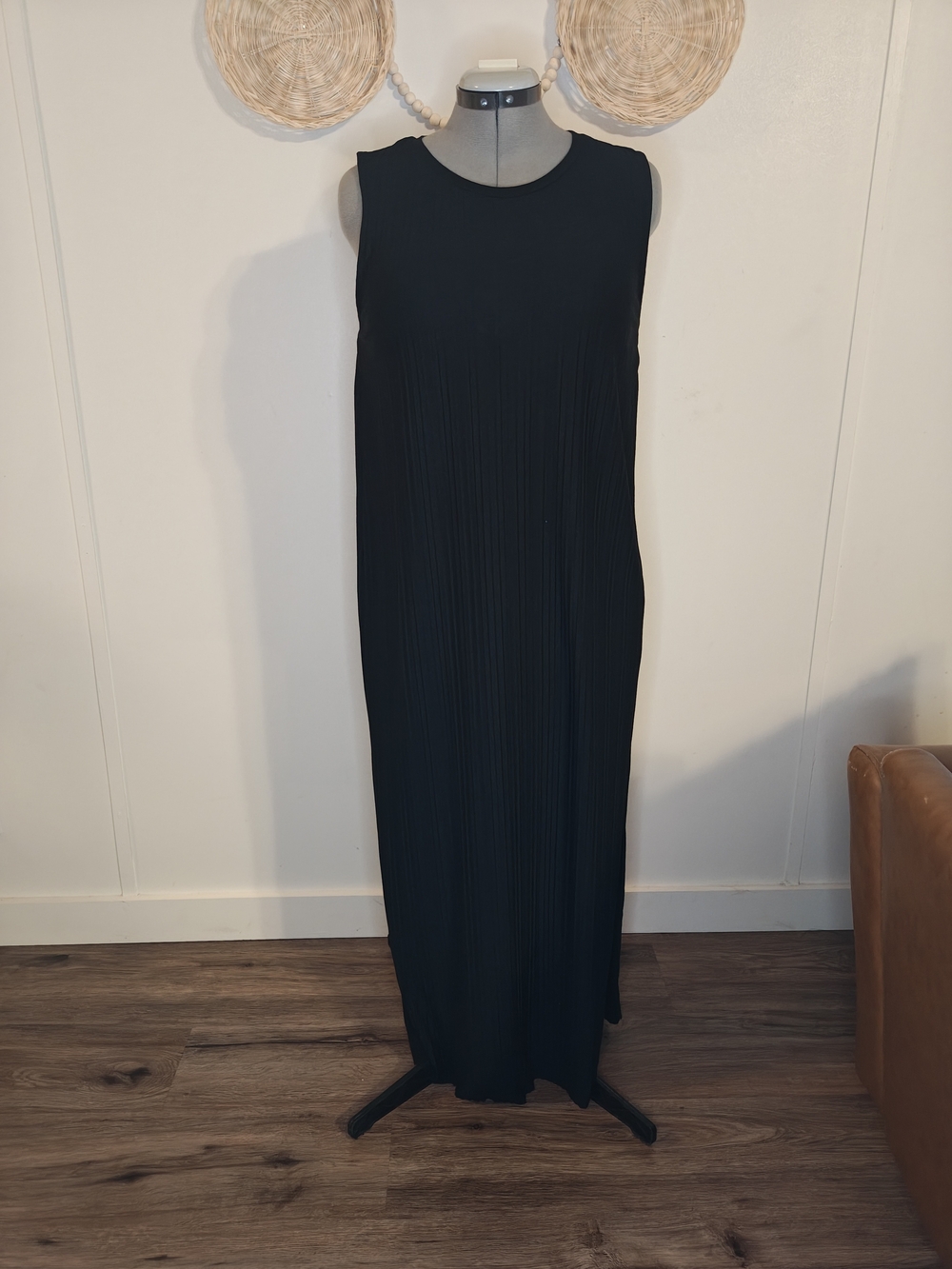 a new day Black Sleeveless Pleated Maxi Dress